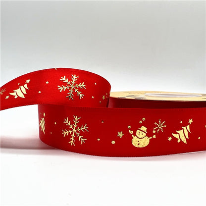 5yards 1inch 25mm Christmas Ribbon Printed Christmas Polyester Ribbon for Handmade Design Christmas Decoration
