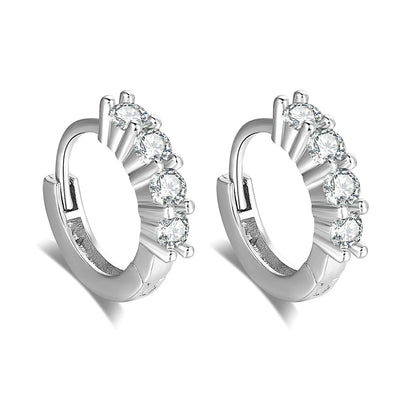 ZHOUYANG Stud Earrings for Women Classic Six Claw Clear AAA+Cubic Zirconia Rose Gold Color Fashion Jewelry for Girls KAE094