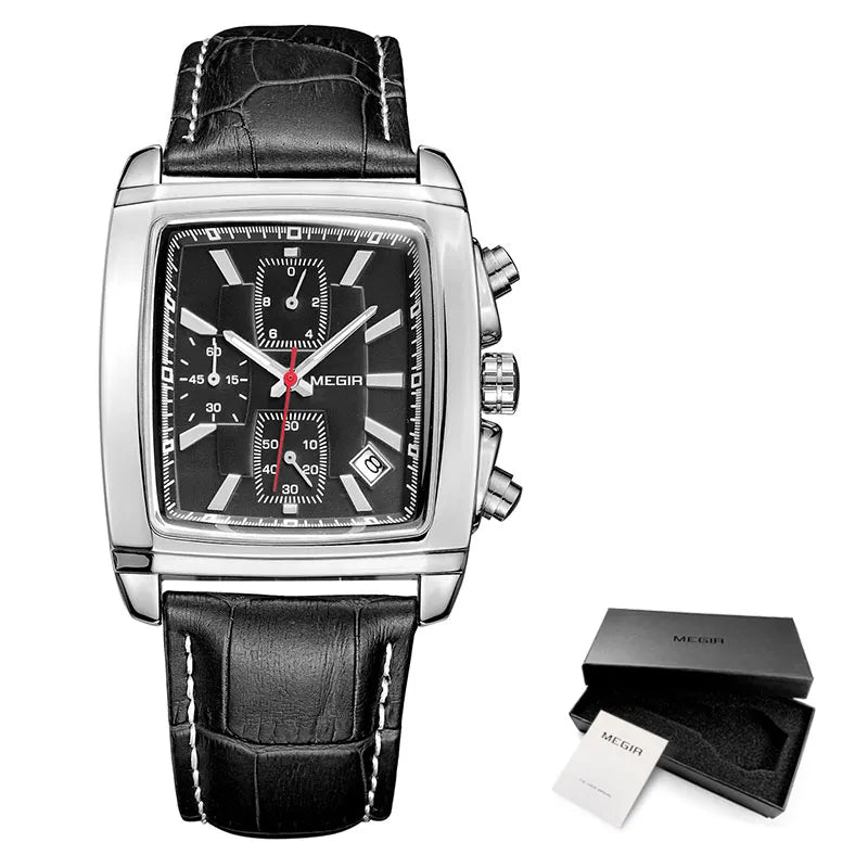 MEGIR New Casual Brand Watches Men Hot Fashion Sport Wristwatch Man Chronograph Leather Watch for Male Luminous Calendar Hour
