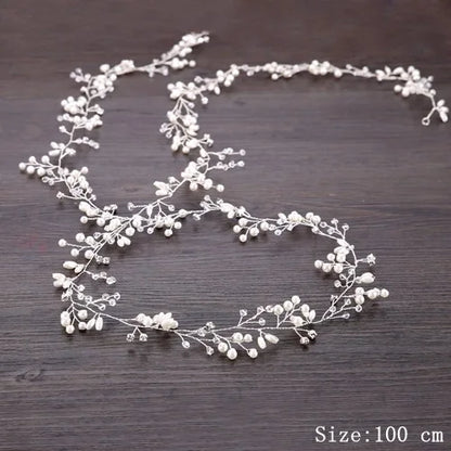Rhinestone Crystal Headbands Wedding Hair Accessories Bridal Pearl Headband Pearl Hair Band Handmade Bridal Head Jewelry