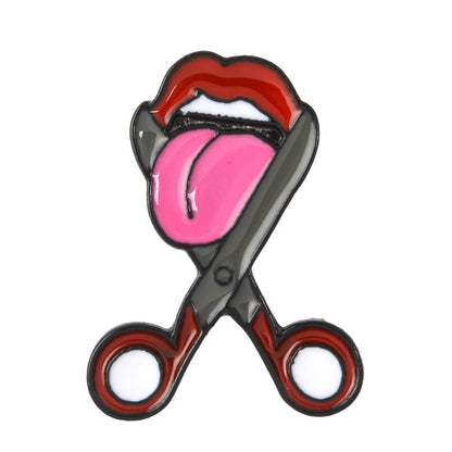 Pill Eyeliner Tongue Lips Enamel Pins Twisted Clock Girl Brooches Denim Shirt Lapel Pin Bag Punk Cool Jewelry for Friends