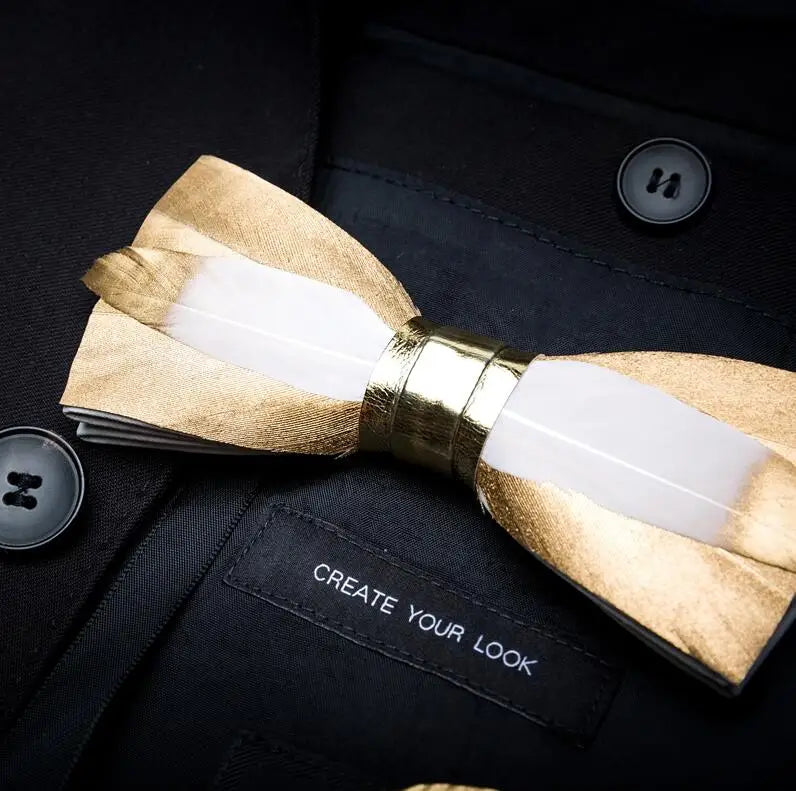 RBOCOTT Feather Bow Ties Men's Luxury Bowtie With Box Fashion Peacock Feather Bow Ties for Men Business Party Wedding