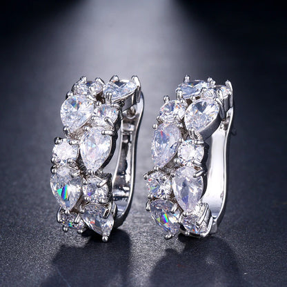 EMMAYA Luxury Rose Gold Color Earrings Flash CZ Zircon Ear Studs 12 Colors Earrings Women Brincos