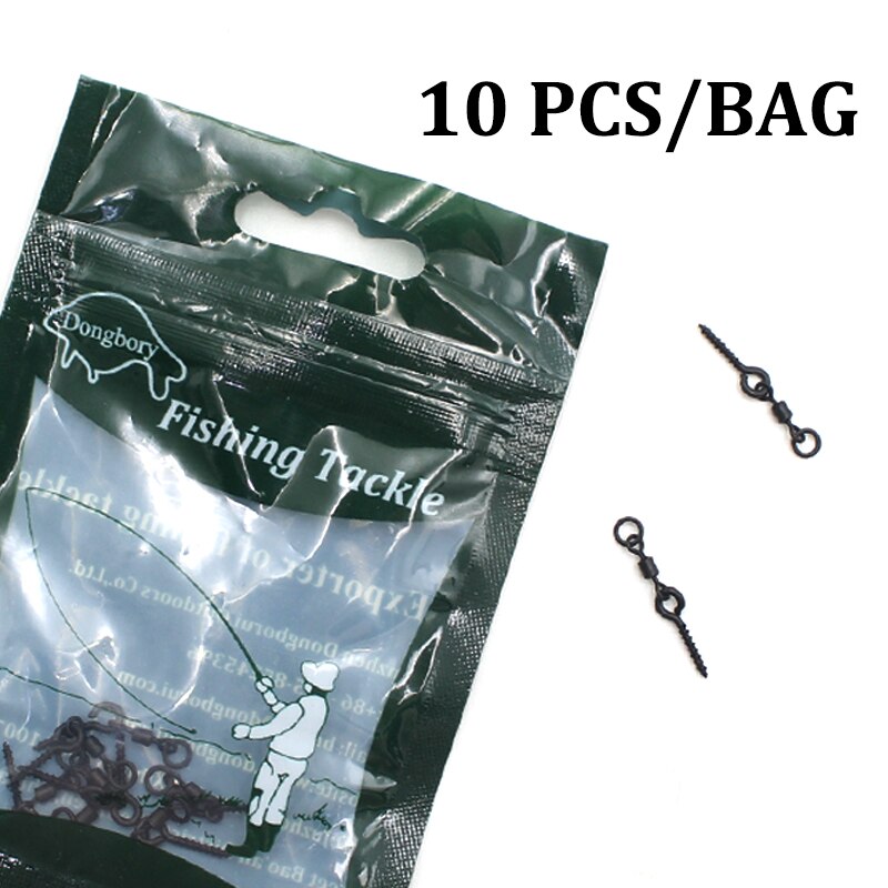 10PCS Boilie Screw With Mirco Ring Swivel for Ronnie Rig D-Rig Chod Rig Terminal Tackle Bait Holder Screw Carp Fishing Accessory