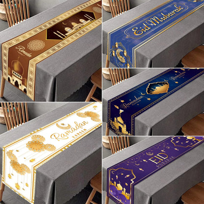 Ramadan Decor Table Runner EID Mubarak Decoration 2024 for Home Tablecloth Ramadan Kareem Islamic Muslim Party Eid Al Adha