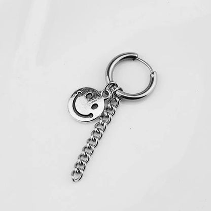 SOHOT Hot Dangle Long Tassel Unisex Hoop Earrings Punk Metal Jewelry Brincos Silver Color Star Cross Pendant Exaggerate Design