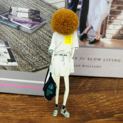 Fashion Brooch Pins for Woman Brooches Girls Face Cartoon Models Acrylic Brooches Kawaii Pompom Clothing Jewelry Accessories