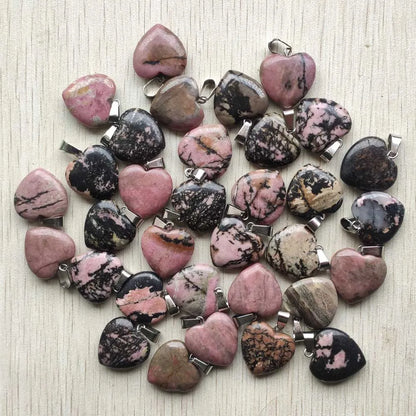50pcs/Lot 2022 Assorted Heart Natural Stone Charms Pendants for Jewelry Making Good Quality 20mm