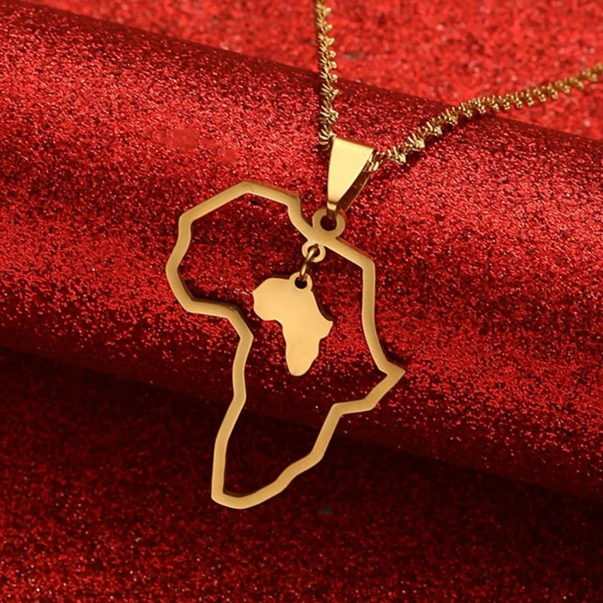 Africa Map Pendant Necklaces Heart African of Maps Jewelry Charms Gold Color Heart Map