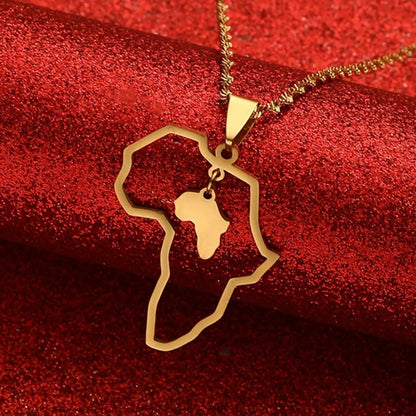 Africa Map Pendant Necklaces Heart African of Maps Jewelry Charms Gold Color Heart Map