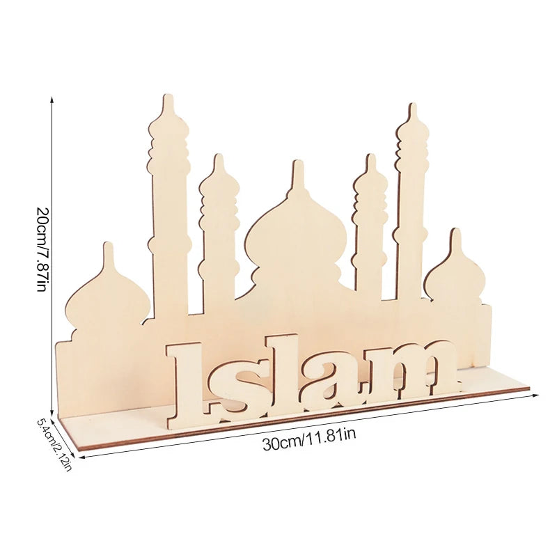 Wooden EID Mubarak Decoration Ramadan Mubarak Ornaments Islamic Muslim Pendant Eid Al Adha Party Supplies Ramadan Kareem