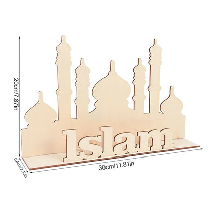 Wooden EID Mubarak Decoration Ramadan Mubarak Ornaments Islamic Muslim Pendant Eid Al Adha Party Supplies Ramadan Kareem