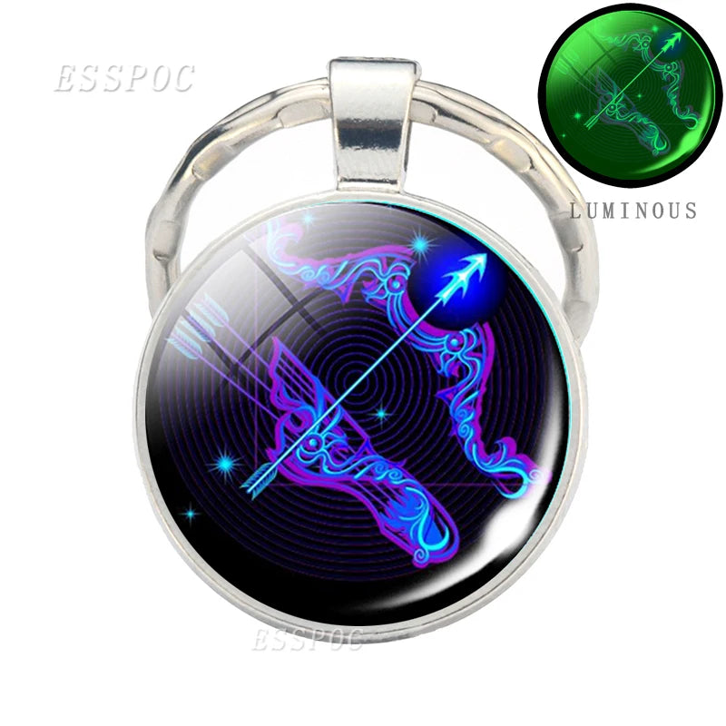 Luminous 12 Zodiac Signs Keychain Constellation Key Chain Leo Libra Virgo Sagittarius Zodiac Jewelry Birthday