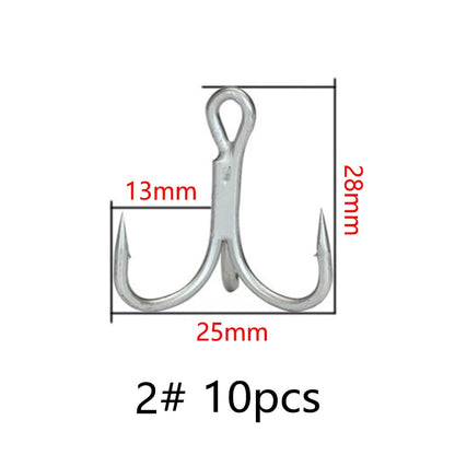 Balleo 5/10pcs Sharp Quadruple Reinforced Triple Anchor Hook Treble Three Fishing Hooks 4X Times Lure Three Fork Three Claw Hook