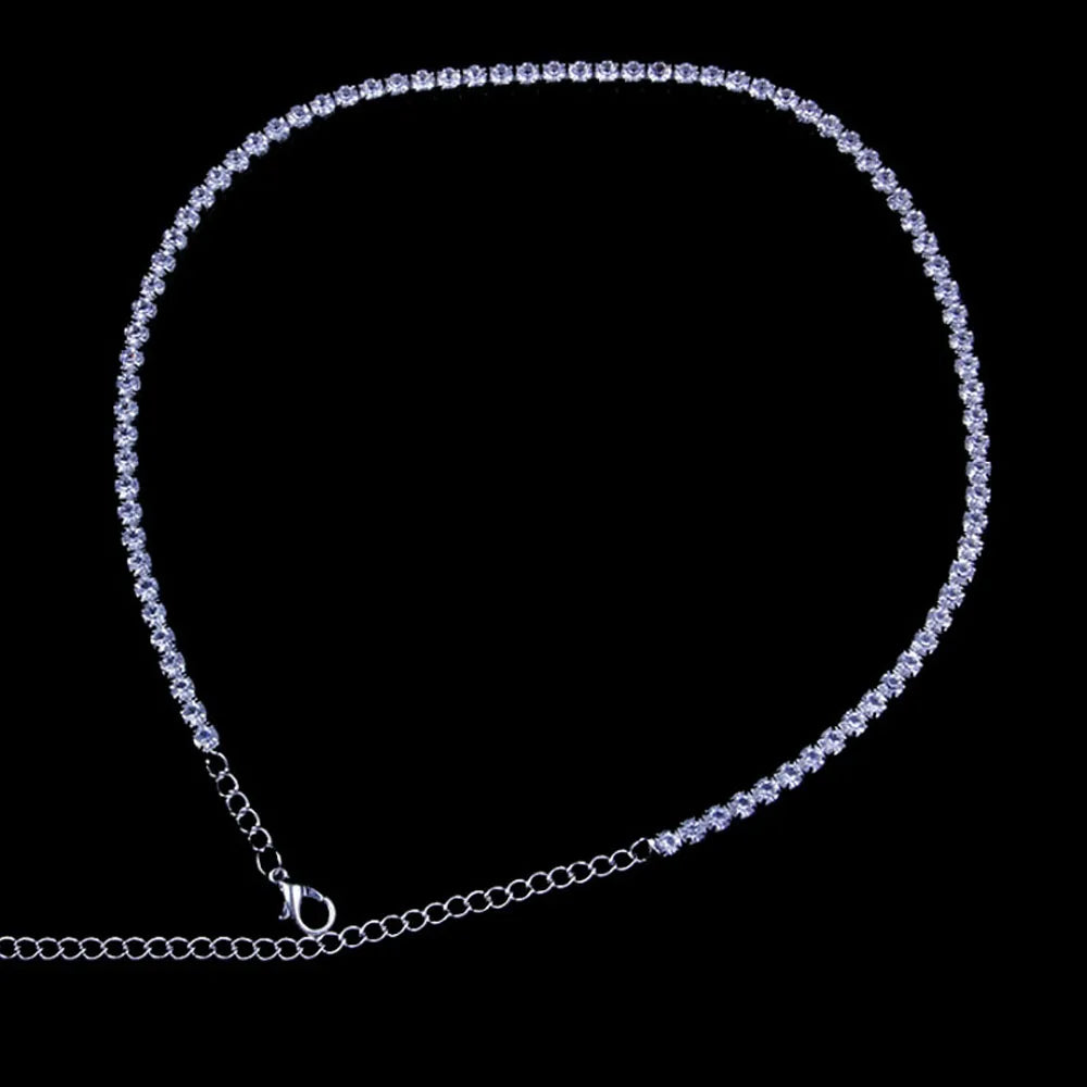 Stonefans Bling Letter Necklace Tennis Chain Custom Women Charming Statement Crystal Name Initial Choker Collar Necklace Jewelry