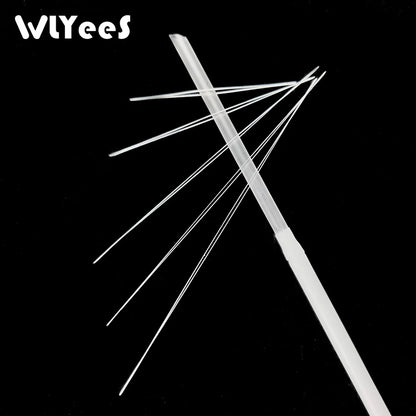 WLYeeS 5Pcs Central Opening Curved Beading Needles Stainless Steel Tools Pins for Bead Threading String Cord Easy Jewelry Making