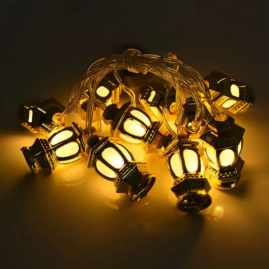 Ramadan Decoration Plastic Lantern Led String Lights Ramadan Kareem Decor Eid Mubarak Al-Fitr Eid Festival Party Supplies
