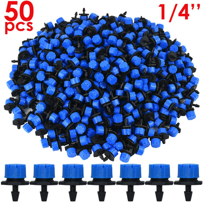 30-500pcs Adjustable 1/4 Irrigation Misting Dripper Sprinkler Head Micro Flow Drip Head Garden Watering Tool Lawn Greenhouse