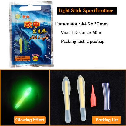 WLPFISHING Lightstick (25pcs or 10pcs) 5bags/Lot Fishing Float Electic Floaters Luminous Light Stick Fluorescent Glowing Stick