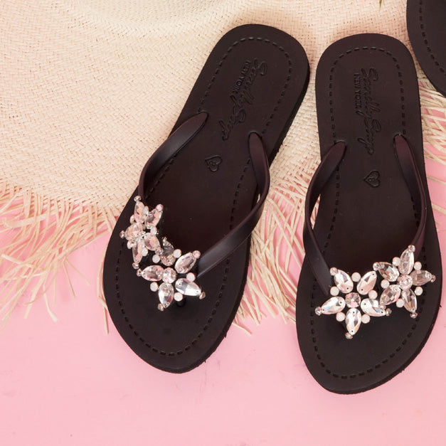 2 Stars - Rhinestone Mid Wedge Flip Flops