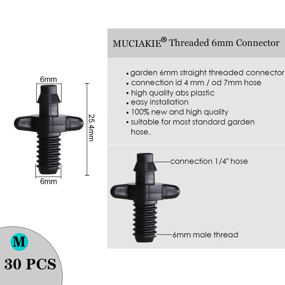 MUCIAKIE Sprinkler Irrigation 1/4 Inch Barb Tee Single Double Barb Barbed Water Pipe Connectors for 4/7mm Hose Garden Fitting