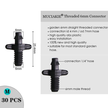 MUCIAKIE Sprinkler Irrigation 1/4 Inch Barb Tee Single Double Barb Barbed Water Pipe Connectors for 4/7mm Hose Garden Fitting