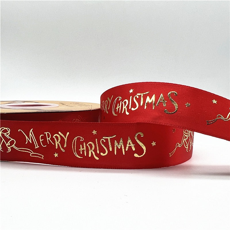 5yards 1inch 25mm Christmas Ribbon Printed Christmas Polyester Ribbon for Handmade Design Christmas Decoration