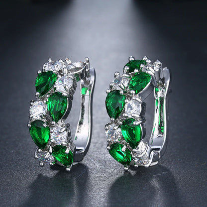 EMMAYA Luxury Rose Gold Color Earrings Flash CZ Zircon Ear Studs 12 Colors Earrings Women Brincos
