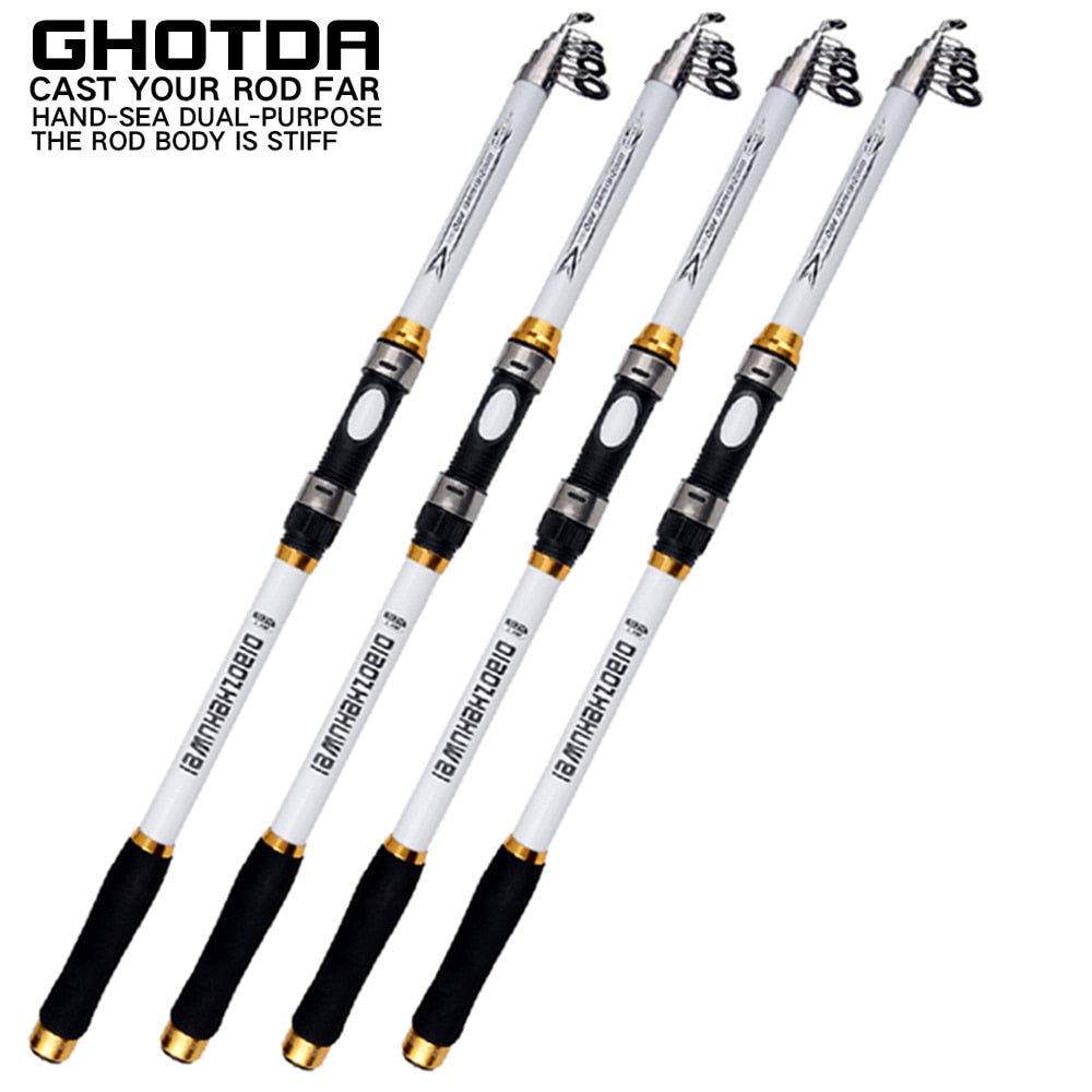 GHOTDA Sea Pole Carbon FRP Material Fishing Rod Quality 2.1m - 3.6m Telescopic Fishing Rod Carbon Fiber Spinning Rod