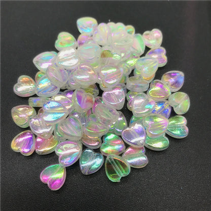 100pcs 8mm Acrylic Spacer Beads Heart-Shaped Charm Transparent Rainbow Color Beads for Jewelry Making DIY Jewelry Accessories