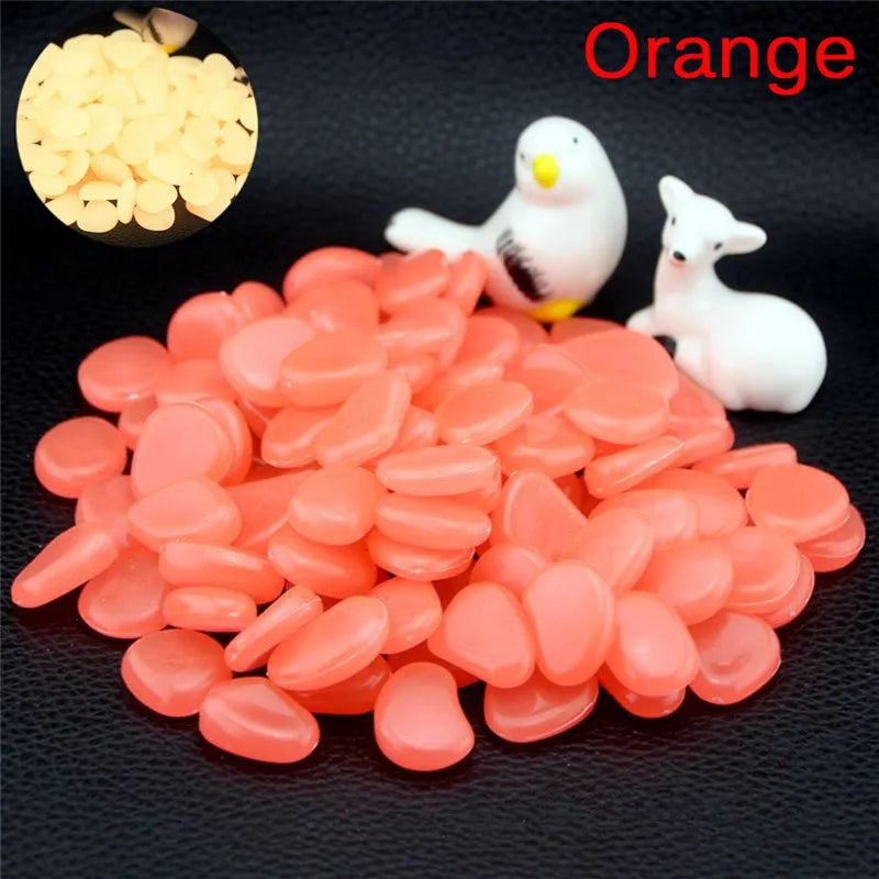 10pcs/Lot Luminous Pebbles Rocks Garden Ornaments Stone Glow in the Dark GardenFor Walkways Fish Tank Decorations