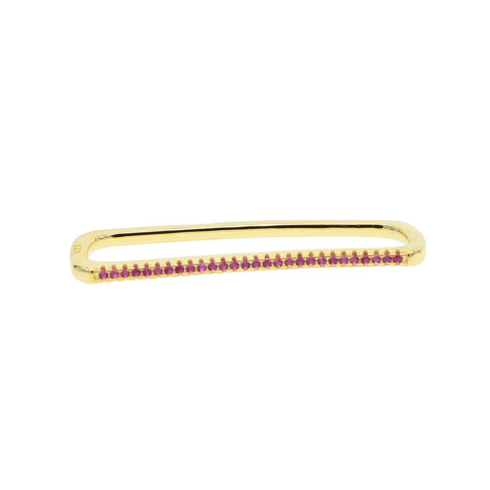 Fashion Women Jewelry 1 Piece Ear Cuff No Piercing Ear Clip White Rainbow Cz Rectangle Cuff Earring