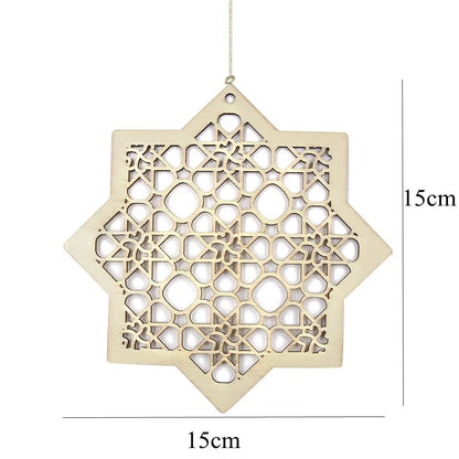 Eid Ramadan Wooden Hanging Ornaments for Ramadan Kareem DIY Wreath Supplies Islam Party Metal Ring Wreath Party Decorations