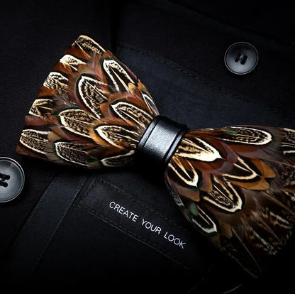 RBOCOTT Feather Bow Ties Men's Luxury Bowtie With Box Fashion Peacock Feather Bow Ties for Men Business Party Wedding
