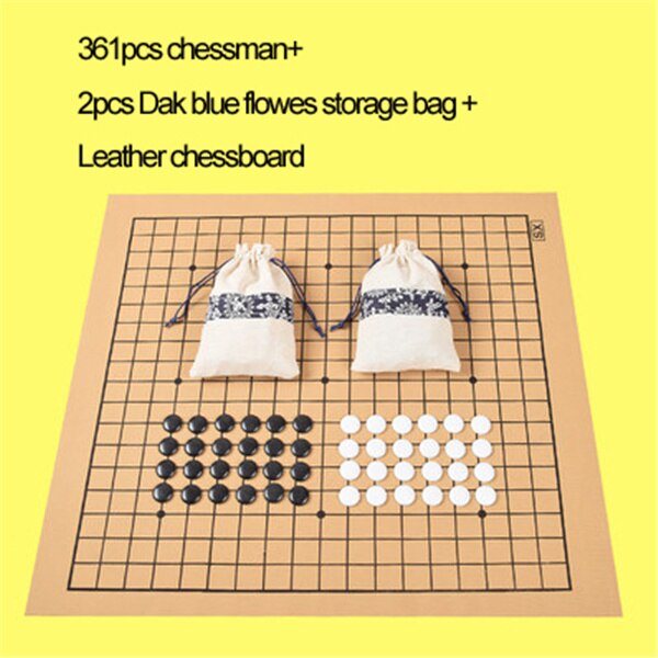 Standard Go Chess Use for Match 19 Line 361pcs Chessman Go Chess Game  Diameter 2.2cm Leather Chessboard Cloth Bag Weiqi Toy