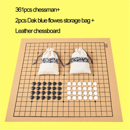 Standard Go Chess Use for Match 19 Line 361pcs Chessman Go Chess Game  Diameter 2.2cm Leather Chessboard Cloth Bag Weiqi Toy