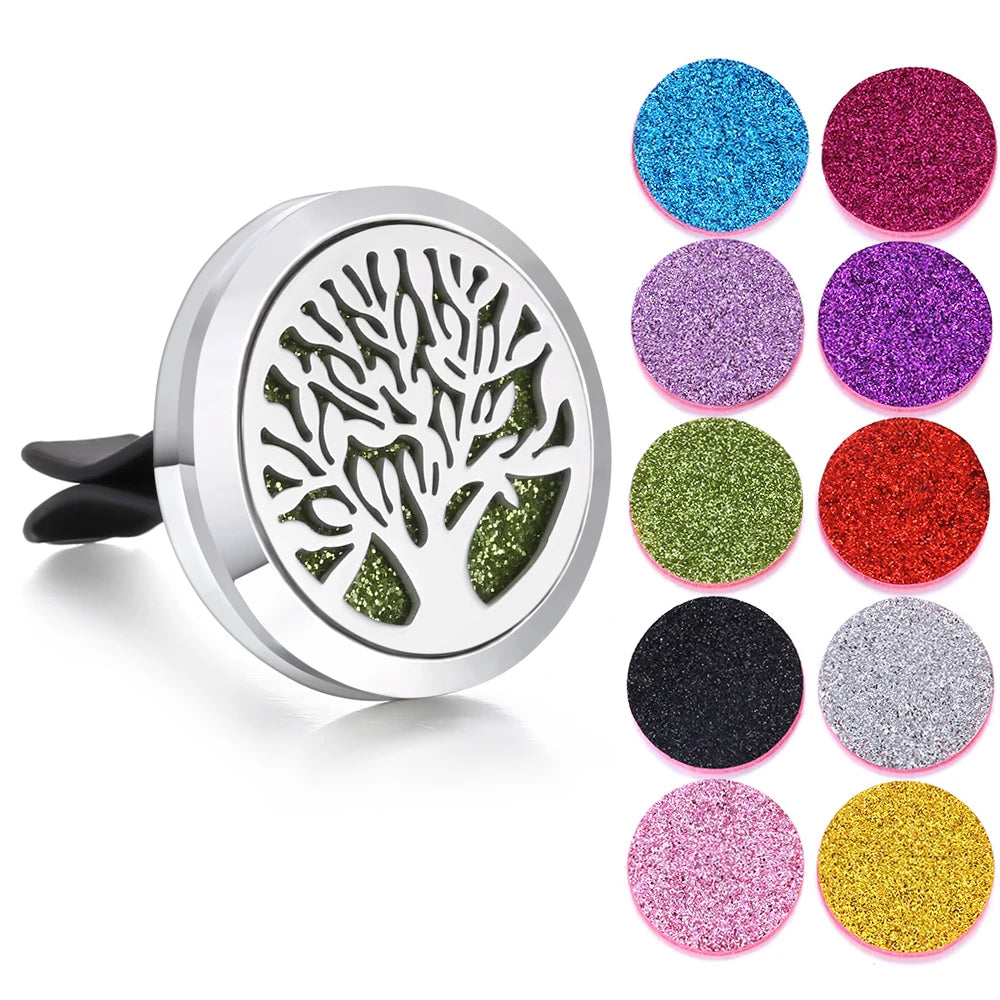 New Aromatherapy Jewelry Car Perfume Air Freshener Car Clip Tree of Life Aroma Essential Oil Diffuser Necklace Locket Pendants
