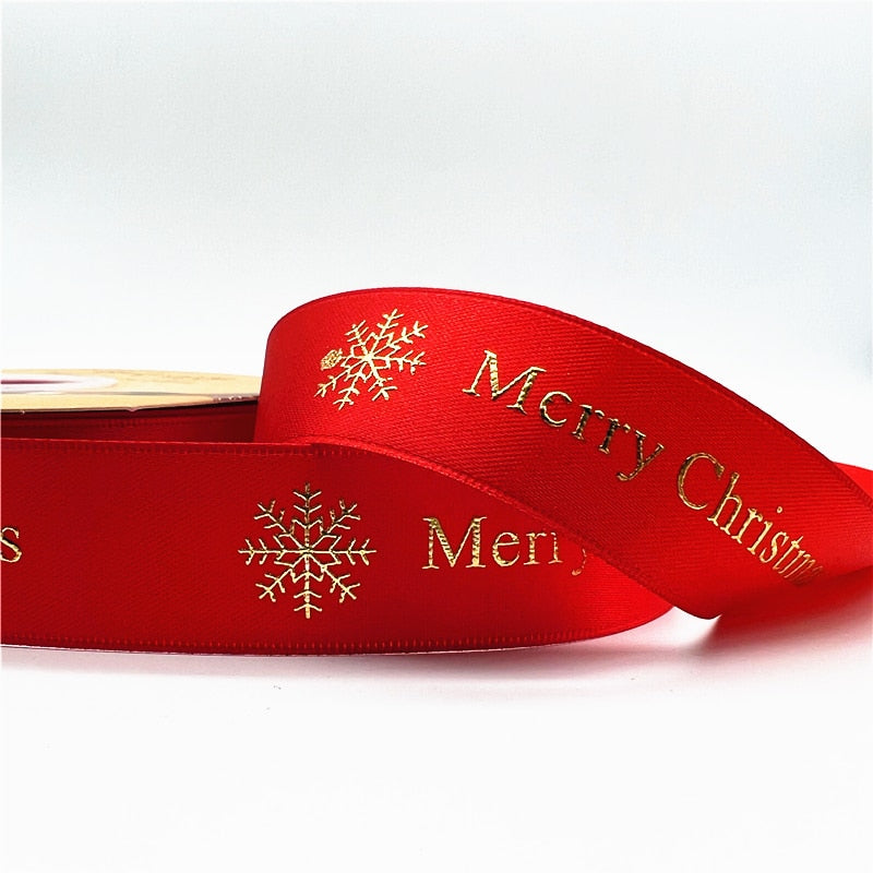 5yards 1inch 25mm Christmas Ribbon Printed Christmas Polyester Ribbon for Handmade Design Christmas Decoration DIY