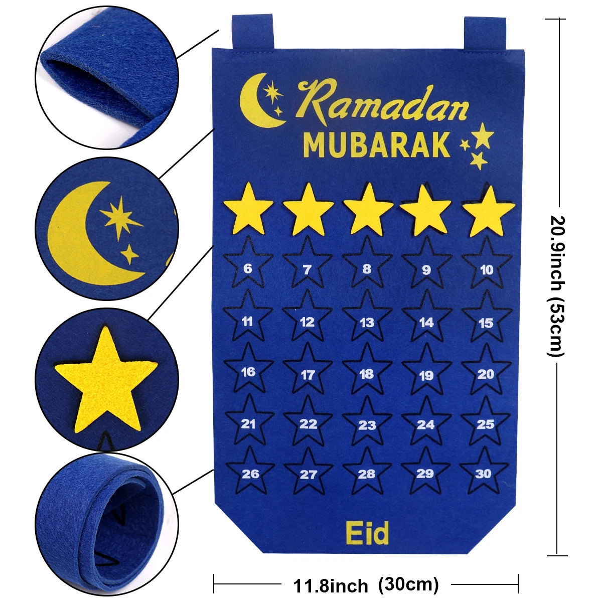 Ramadan Countdown Felt Calendar Eid Mubarak Decorations for Home Islamic Muslim Party Decor Ramadan Kareem Eid Al Adha Kid
