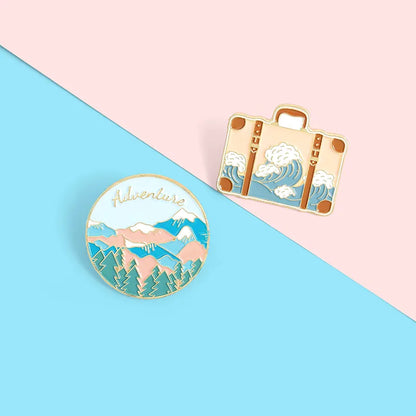Outdoors Mountain Starry Night Enamel Pin Custom Wild Camping Hiking Brooches Bag Clothes Lapel Pin Adventure Badge Jewelry