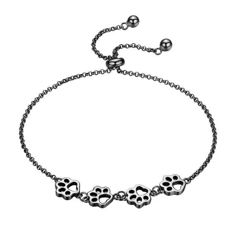 Bamoer 925 Sterling Silver Cute Pet Footprints Bracelet Cat Paw Adjustable Chain Bracelet for Women Birthday