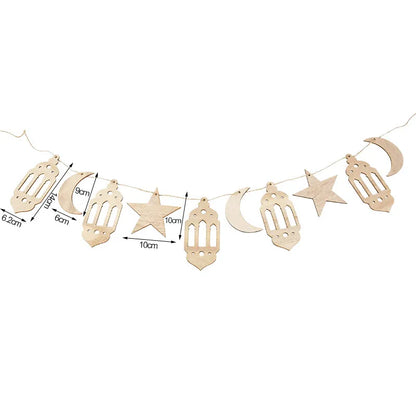 Wooden EID Mubarak Decoration Ramadan Mubarak Ornaments Islamic Muslim Pendant Eid Al Adha Party Supplies Ramadan Kareem