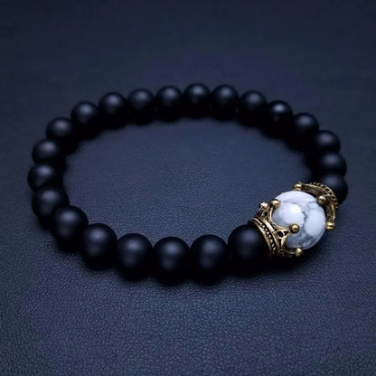 Charm Bracelet for Men Fashion Luxury Antique Crown High Quality Tiger Eye Stone Bead Bracelets Jewelry Male Pulseira Bileklik