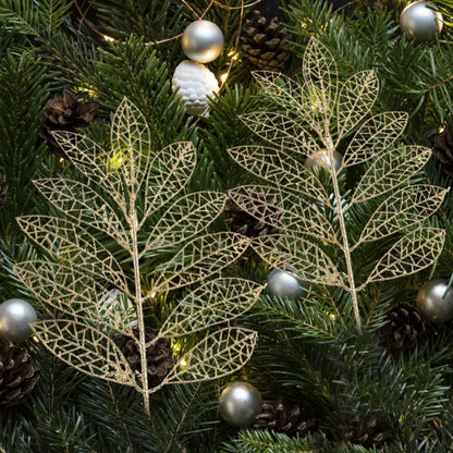DIY Xmas Tree Garland Hanging Decor Christmas Tree Decor Christmas Hollow Christmas Glitter Tree Branches Simulated Leaves