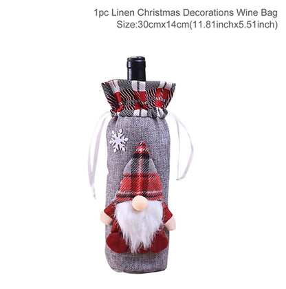 Christmas Wine Bottle Cover Merry Christmas Decor for Home 2023 Navidad Noel Christmas Ornaments Xmas Happy New Year 2024