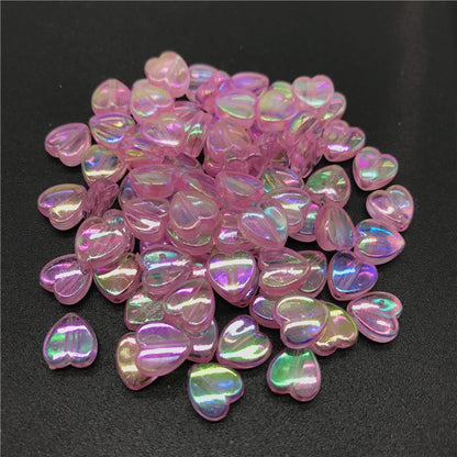 100pcs 8mm Acrylic Spacer Beads Heart-Shaped Charm Transparent Rainbow Color Beads for Jewelry Making DIY Jewelry Accessories
