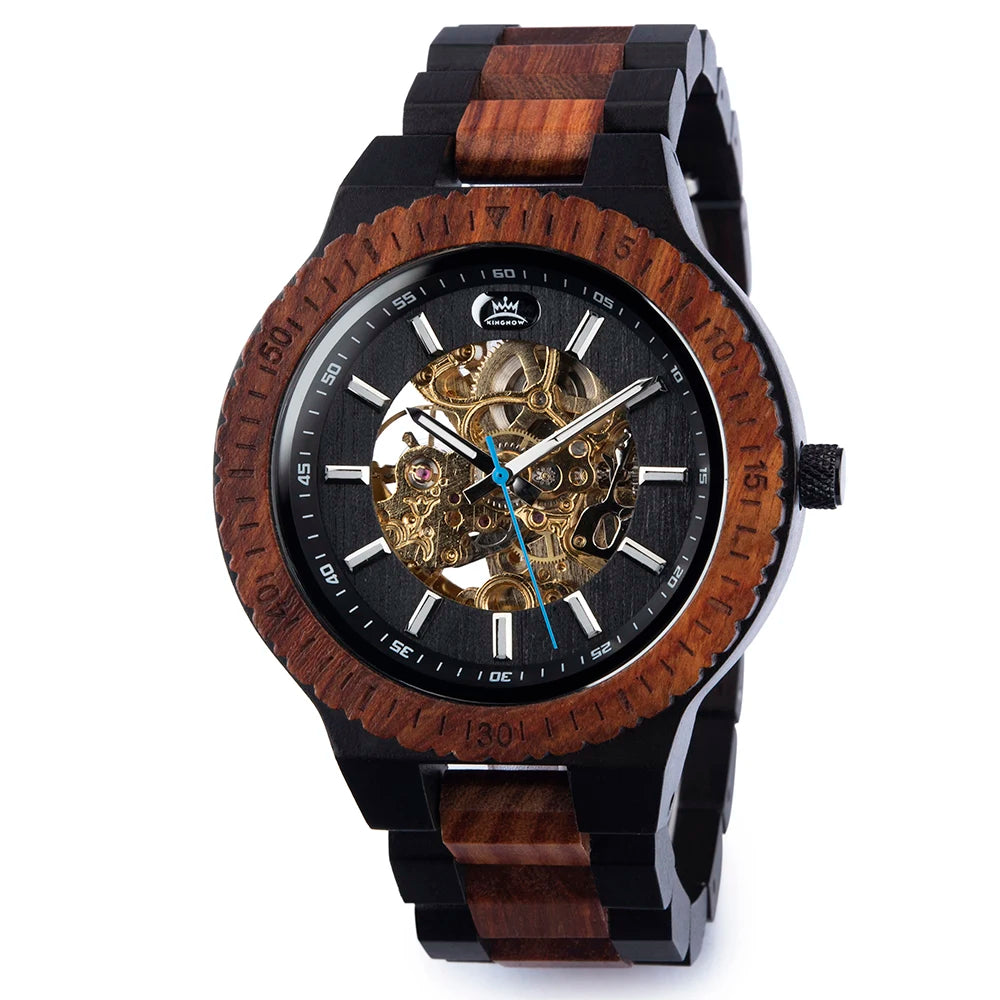 Wooden Automatic Mechanical Watch Men Wristwatch BOBO BIRD Top Luminous Hands Clock Custom Relogio Masculino