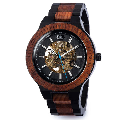 Wooden Automatic Mechanical Watch Men Wristwatch BOBO BIRD Top Luminous Hands Clock Custom Relogio Masculino
