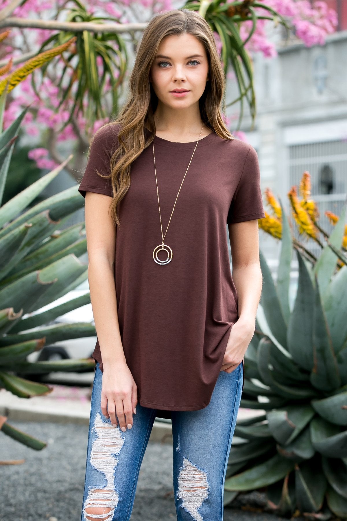 Short Sleeved Round Neck Boyfriend Tunic