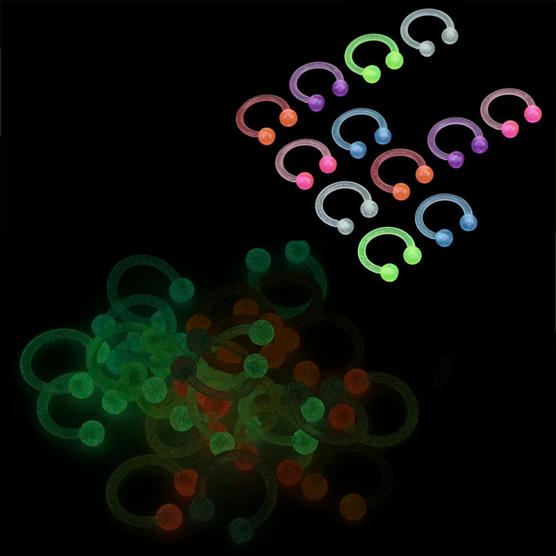 10pcs/20pcs  Luminous Acrylic Tongue Ring for Women Ear Septum Nipple Piercing Bar Bell Navel Lip Eyebrow Piercing Body Jewelry